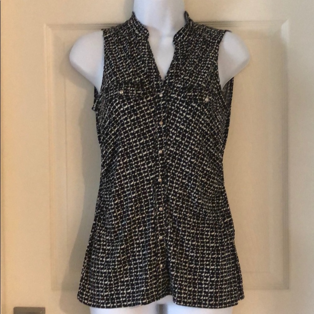 White House Black Market Printed Black Sleeveless